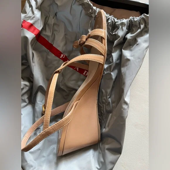 Prada Women's Tan Strappy Wedges - Picture 5 of 7